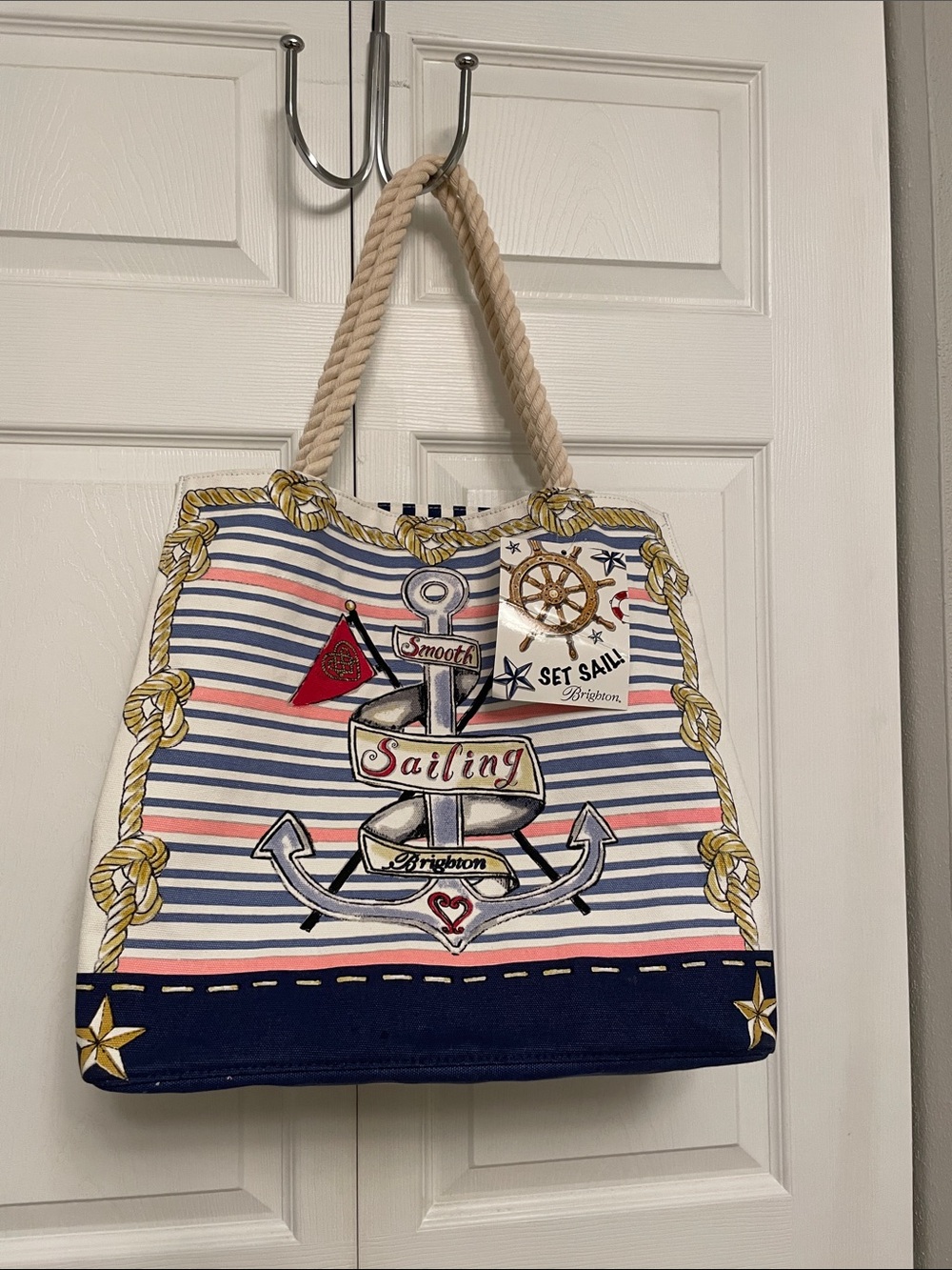 With Tag LIKE NEW BRIGHTON SAIL INTO SUMMER TOTE Bag Beach Bag Nautical Themed